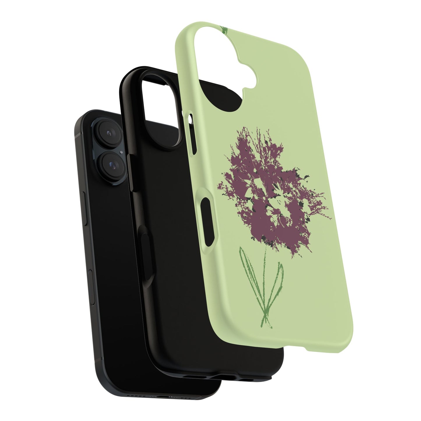 Light green phone case with artistic purple flower