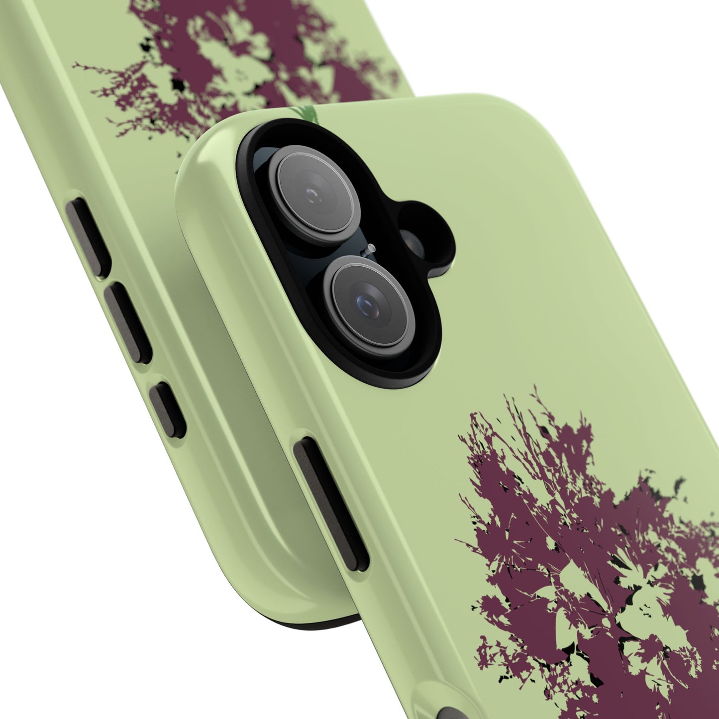 Light green phone case with artistic purple flower