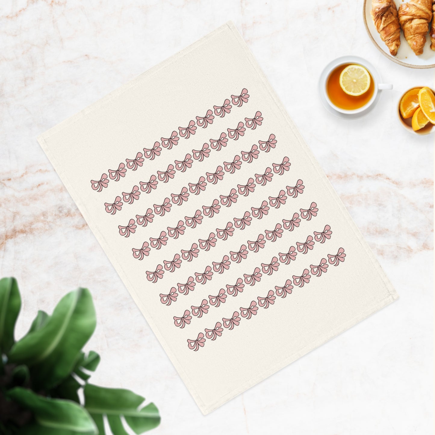 Cute handdrawn pink bows | Cotton Tea Towel
