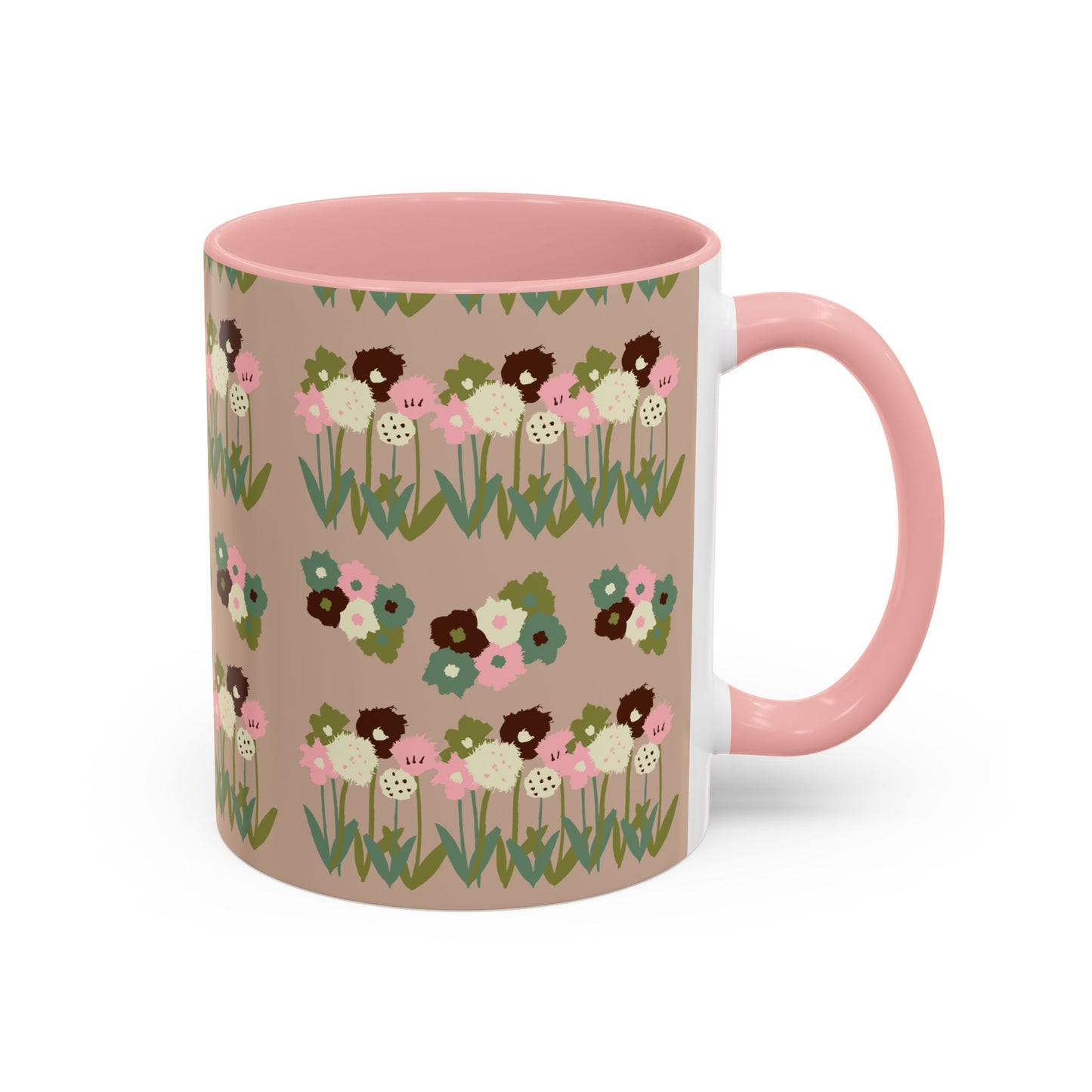 Colorful Accent Coffee Mug (11, 15oz) - drawn flowers, artistic