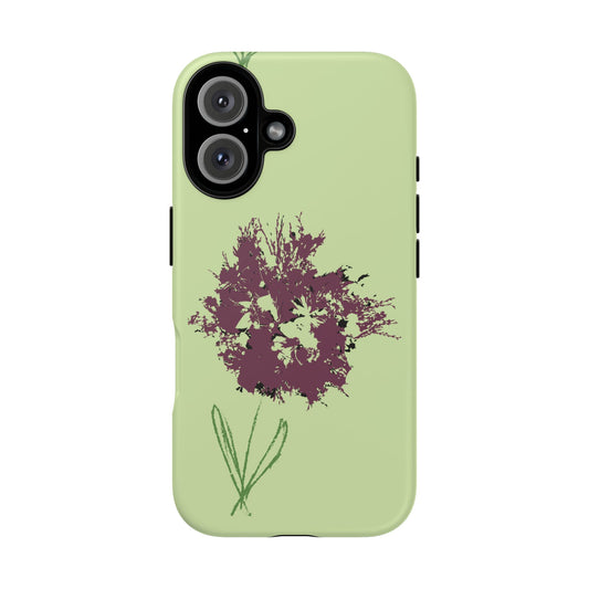Light green phone case with artistic purple flower