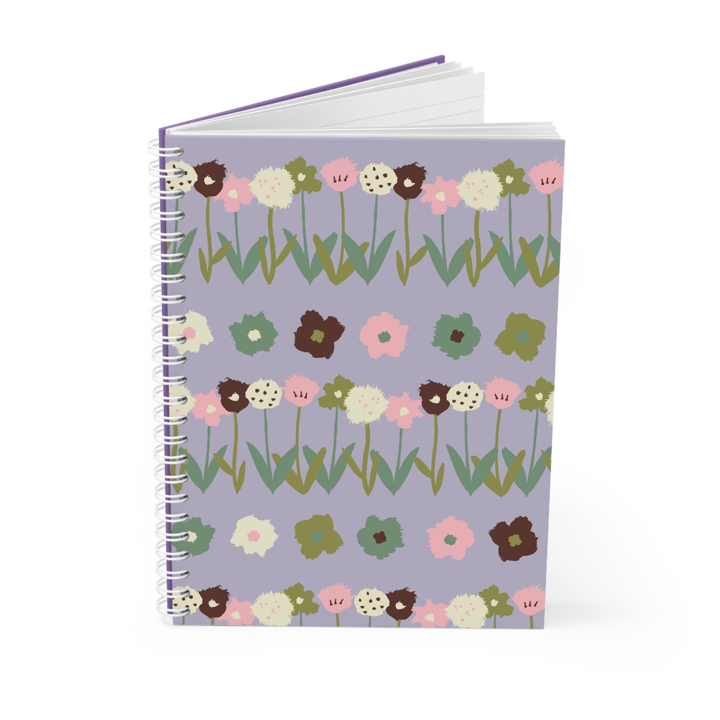 Cute purple handdrawn flowers | Spiral Notebook