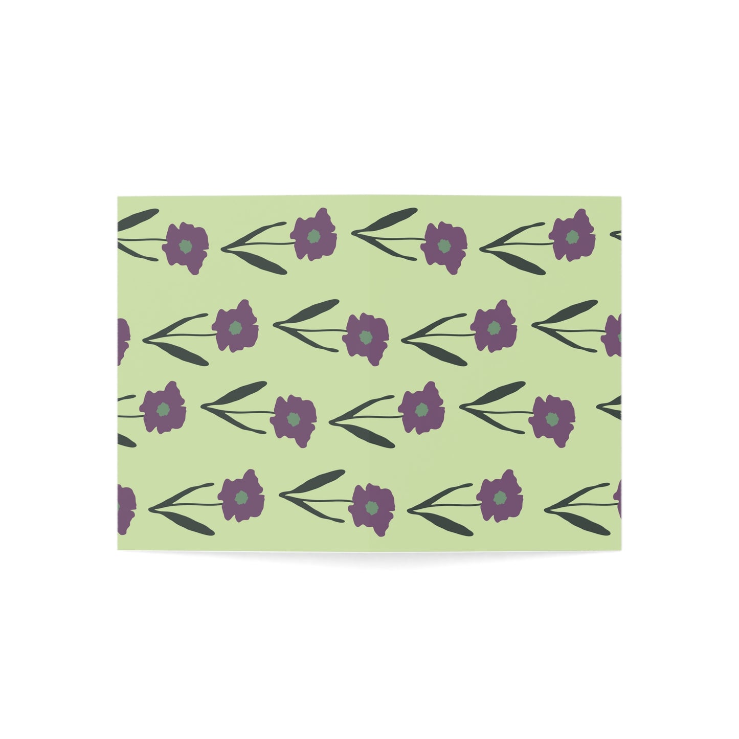 Cute light green handdrawn cards with purple flowers | Greeting Cards (1, 10, 30, and 50pcs)