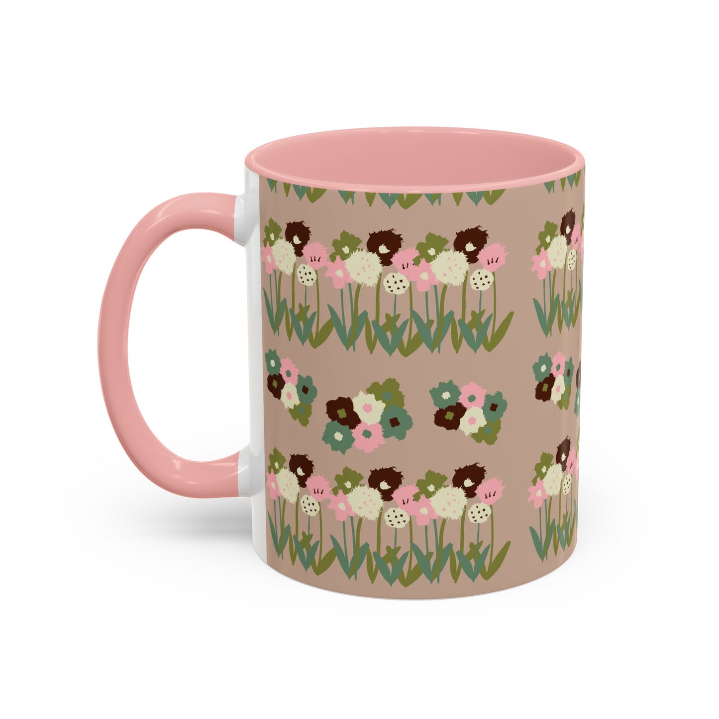 Colorful Accent Coffee Mug (11, 15oz) - drawn flowers, artistic