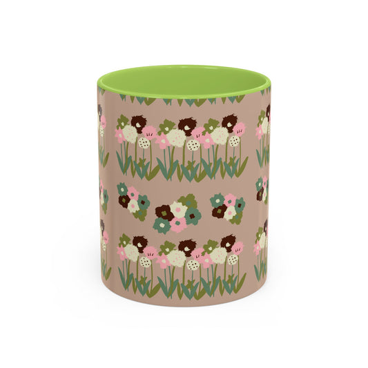 Colorful Accent Coffee Mug (11, 15oz) - drawn flowers, artistic
