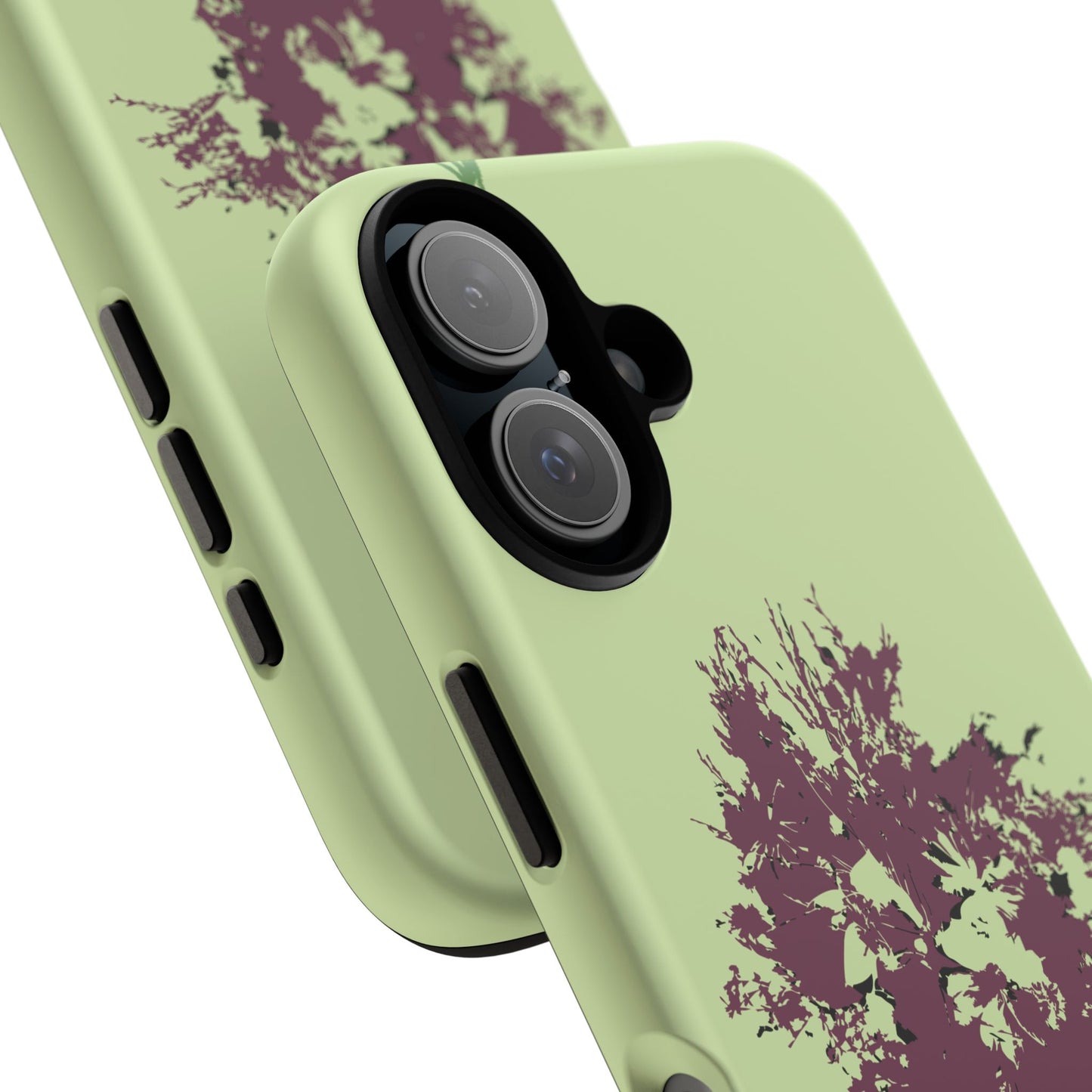 Light green phone case with artistic purple flower