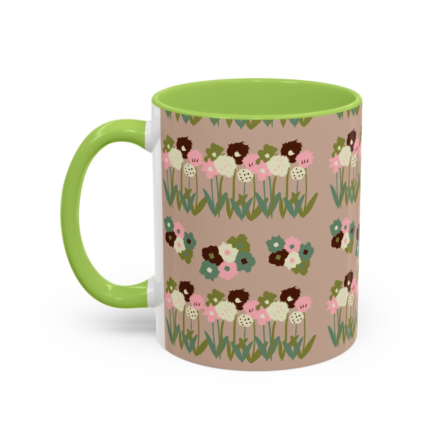 Colorful Accent Coffee Mug (11, 15oz) - drawn flowers, artistic