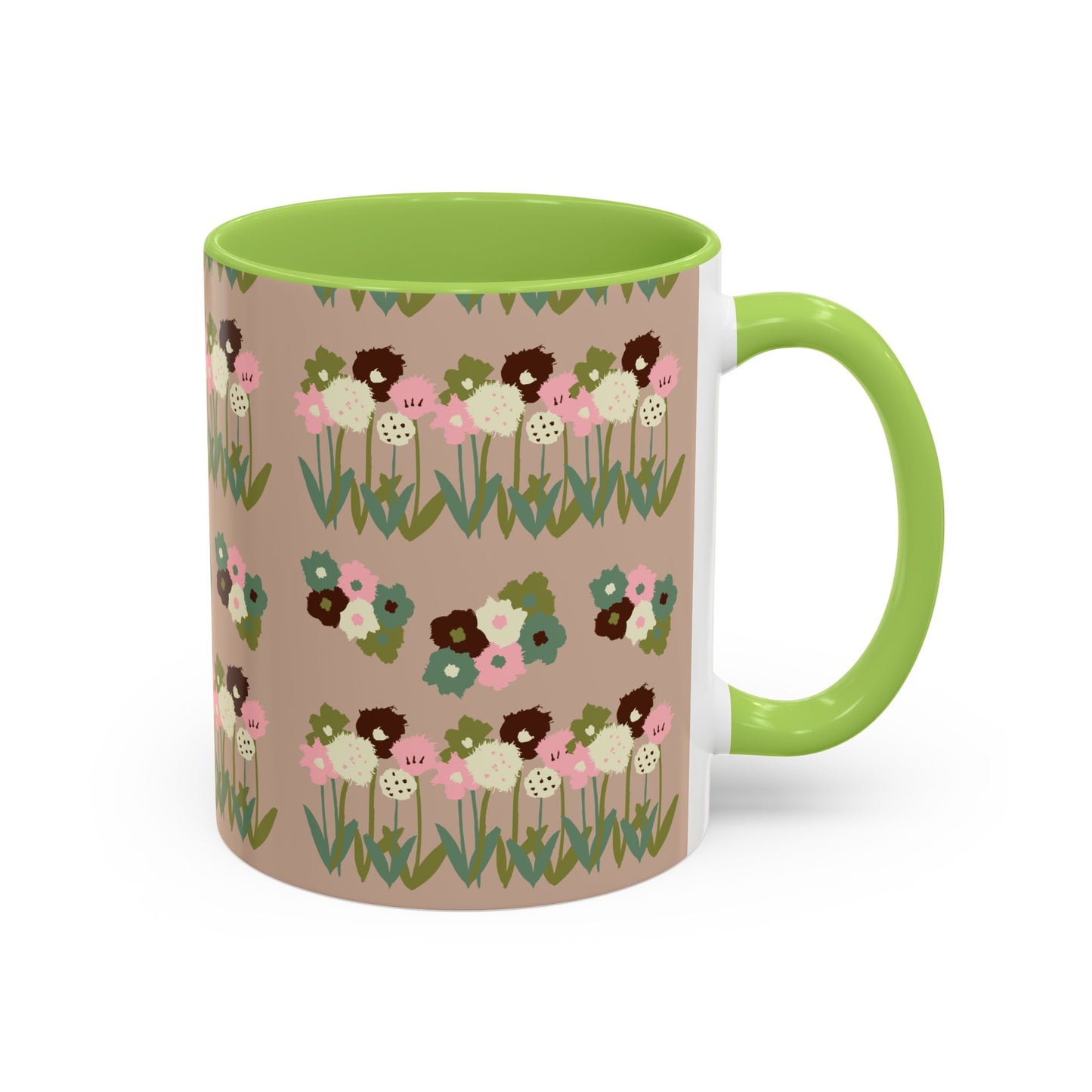 Colorful Accent Coffee Mug (11, 15oz) - drawn flowers, artistic