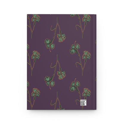 Matte Hardcover Journal, Bold Purple Notebook with Drawn Flowers, Floral Diary for Writing, Gift for Writers, Unique Stationery, Writing