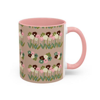 Colorful Accent Coffee Mug (11, 15oz) - drawn flowers, artistic