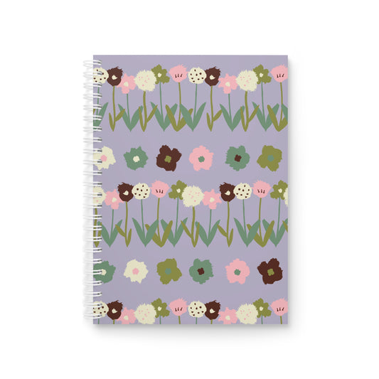 Cute purple handdrawn flowers | Spiral Notebook