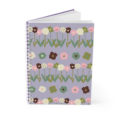 Cute purple handdrawn flowers | Spiral Notebook