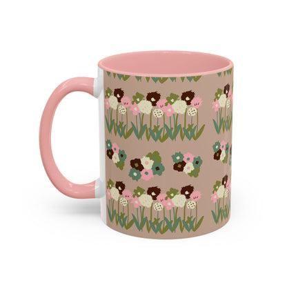 Colorful Accent Coffee Mug (11, 15oz) - drawn flowers, artistic