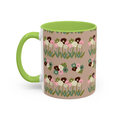 Colorful Accent Coffee Mug (11, 15oz) - drawn flowers, artistic